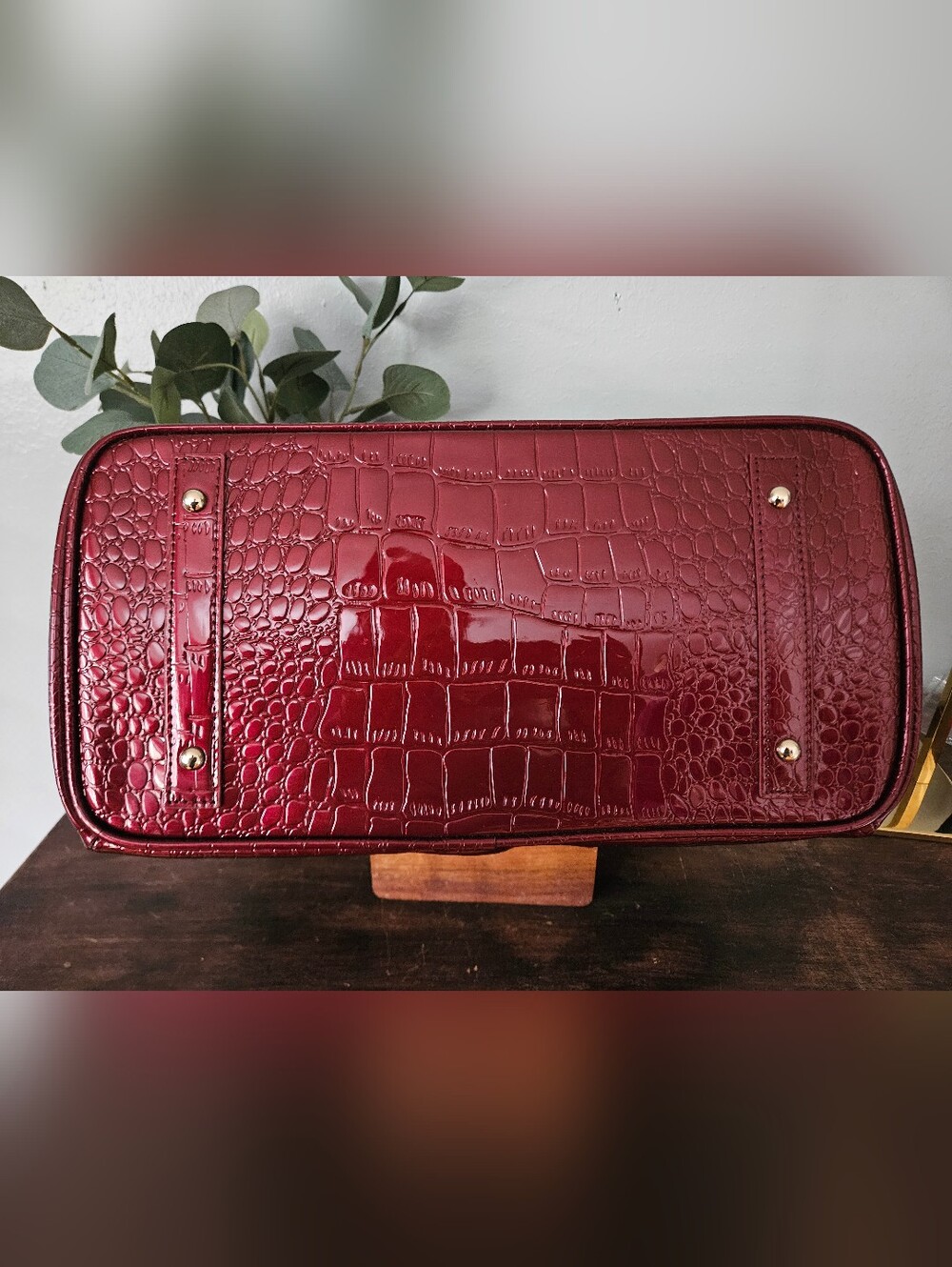 NWOT Stauer Vintage Glam Style Crocodile-Embossed Faux-leather Satchel Handhag. - Picture 6 of 12